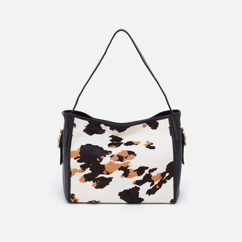 Cow Print Black And Brown Hobo Shoulder Bag