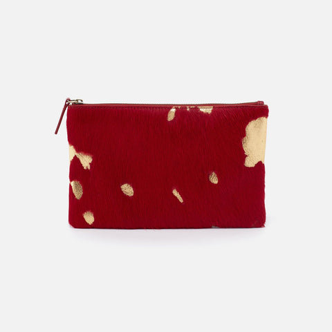 Gold Leaf Cow Hide Hobo Large Travel Pouch