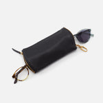 Black Spark GO Double Eyeglass Case Hobo  Velvet Pebbled Leather 