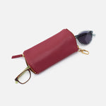 Sangria Spark GO Double Eyeglass Case Hobo  Velvet Pebbled Leather 