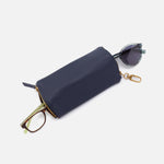 Sapphire Spark GO Double Eyeglass Case Hobo  Velvet Pebbled Leather 