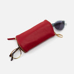 Scarlet Spark GO Double Eyeglass Case Hobo  Velvet Pebbled Leather 