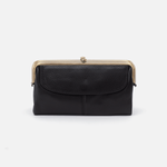 Black Lauren Clutch-Wallet Hobo  Velvet Pebbled Leather 