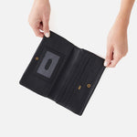 Black Lumen Continental Wallet Hobo  Velvet Pebbled Leather 
