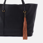 Cashew Long Tassel Bag Charm Hobo  Velvet Pebbled Leather 