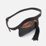 Black Twig Belt Bag Hobo  Velvet Pebbled Leather 
