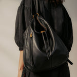 Black Merrin Convertible Backpack Hobo  Velvet Pebbled Leather 