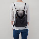 Black Merrin Convertible Backpack Hobo  Velvet Pebbled Leather 