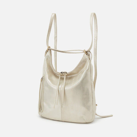 Pearled Silver Hobo Convertible Backpack