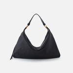 Black Paulette Shoulder Bag Hobo  Velvet Pebbled Leather 