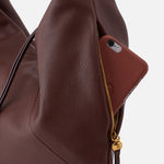 Mahogany Paulette Shoulder Bag Hobo  Velvet Pebbled Leather 