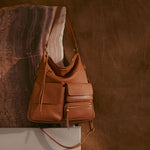 Cashew Explorer Shoulder Bag Hobo  Velvet Pebbled Leather 