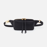 Black Shaker Belt Bag Hobo  Velvet Pebbled Leather 