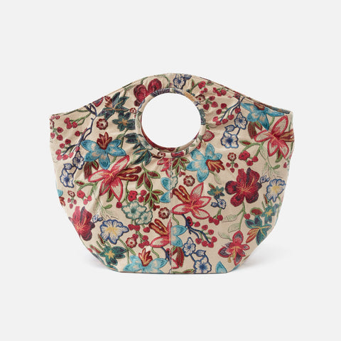 Floral Stitch Print Hobo Shoulder Bag